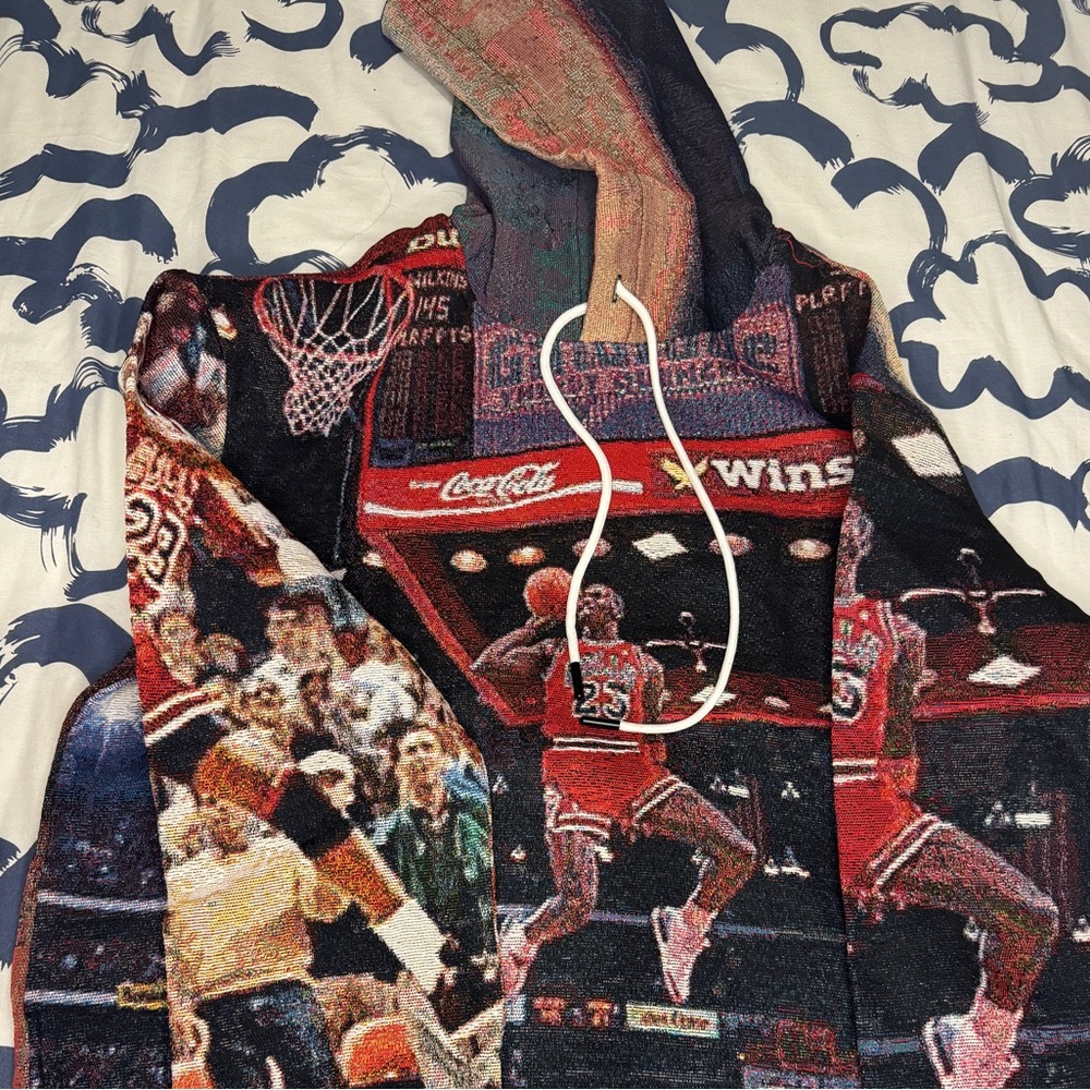 New Michael Jordan Chicago Bulls Tapestry Hoodie Jacket Kobe Bryant Size L